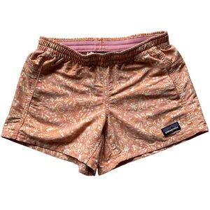Patagonia Girls Peach Sherbet Floral Elastic-Waist Baggies Shorts - Small